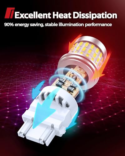 Image of Torchbeam Upgraded 3157 LED Reverse Light Bulbs 6000K White - Super Bright 3000LM Backup Brake Tail Lights, 3156 4157 3057 3457 4114 Replacement Bulbs with HD Projector, DRL Parking Lights (2 Pcs)