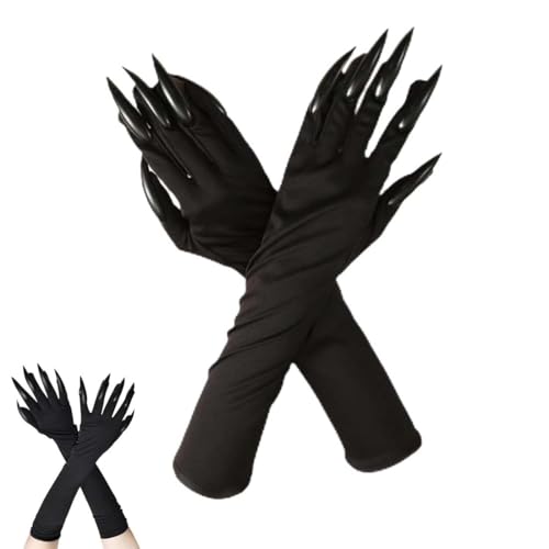 JUGUTA Guantes De Halloween Con Uñas Largas,Guantes De Disfraz De Halloween,Largos De Uñas Para Mujer,Guants De Garra De Lobo,Divertidos guants De Garra De Gato Para Fiestas