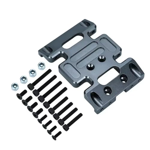 RCアクセサリー For Axial For SCX10 1/10 メタルシャーシ ギアボックスマウント トランスミッションホルダー スキッドプレート RCクローラー アルミ合金 アップグレードパーツ(Red)