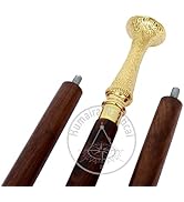 Brass Long Handle Walking Stick Cane Wooden Walking Stick Medieval Replicas Walking Cane Victoria...
