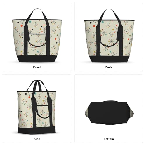 Mid Century Fifties Modern Atomic Retro Insulated Tote Bag – Premium Insulation, Leakproof & Durable, Ideal For Grocery Shopping, Picnics, Food Delivery & Travel2