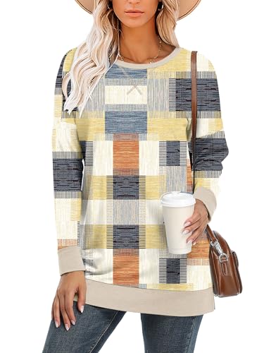 BETTE BOUTIK Women's Drop Long Sleeve Sweatshirts Casual Crewneck Tunic Tops Sweartshirts With Side Slits S-3XL