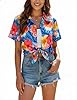 YOGINGO Hawaiian Shirt for Women, Tropical Short Sleeve Beach Vacation Top, Casual Aloha Button Down Blouse #1