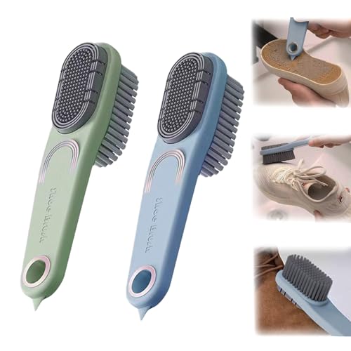 KASESSS 2 Piezas Cepillo Zapatos Doble Cara, Cepillo para Zapatos Multifuncional, Cepillo Limpieza Hogar con Cerdas Duras y Suaves Cepillos Limpieza Hogar con Mango para Zapatos Ropa Muebles