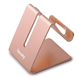 Honsky NEW VERSION Solid Aluminum Cell Phone Tablet Desk Charging Stand, Hands Free iPhone iPad Mini Holder Universal Android Cellphone Dispay Desktop Cradle for Home Office Travel Kitchen, Rose Gold