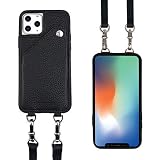Luckycoin Crossbody Phone Case iPhone 11 Pro Pebble Leather Purse Wallet Detachable Adjustable Leath