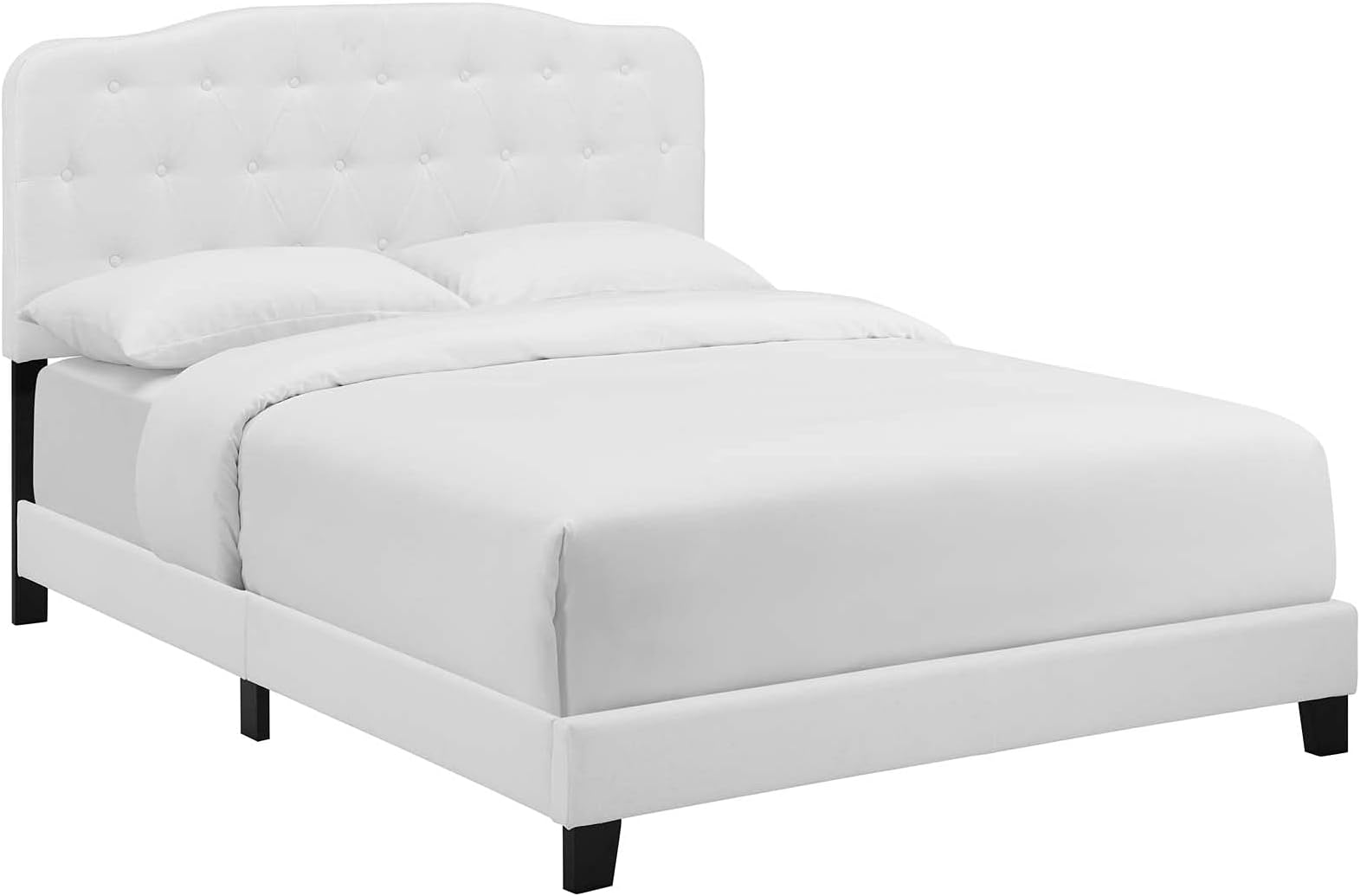 Modway Amelia Tufted Fabric Upholstered Twin Platform Bed in White