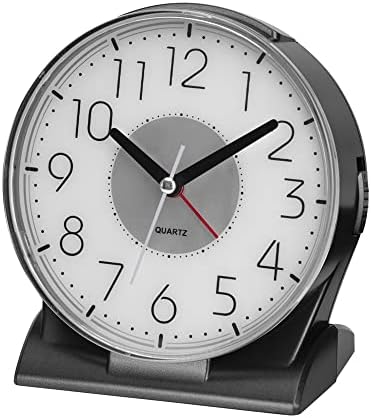 EASIBEST Silent No Ticking Analog Alarm Clock,Readable for Seniors Vision Impaired,Easy to Set,On/Off Switch on Side,Big Snooze Bar,Crescendo Alarm,Gentle Wake,Led Light,AA Battery Operated,Black