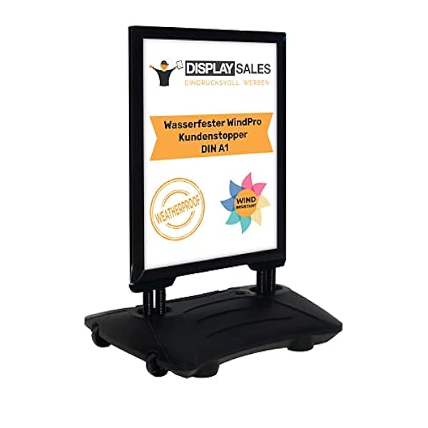 DISPLAY SALES DISPLAY SALES kundstopp WINDPRO® SLIM | DIN A1 | Affischstativ svart | reklamtavla kan användas på båda sidor