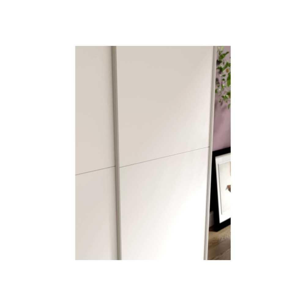 FORTE OZZULA Schrank 120, Kleiderschrank Weiß, Schwebetürenschrank, Schlafzimmerschrank Modern 2-türig mit Einlegeböden und Kleiderstange, 120 cm breit x 190.5 cm hoch x 61 cm tief