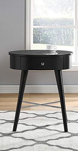 Black Friday Sale 2022 GTU Furniture Oval Shape 1 Drawer Wood Accent Storage Nightstand/Side Table/End Table (Black)