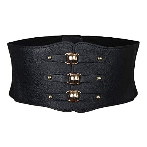 Homyl Cinto De Couro Steampunk Feminino Cincher Wide Waspie Elástico