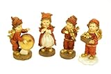 Set de 4 Figuras Decorativas de Resina Niños Músicos. Reglos Originales. Adornos y Esculturas. Decoración Hogar. Navidad y Reyes. 6 Ø x 14 cm