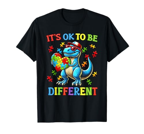 Its Ok to Be Different Dinosaur Autism Awareness Kids Boys T-Shirt