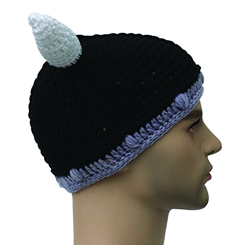 Kafeimali Unisex Barbarian Knight Knit Hat Viking Horns Beanie Funny Caps (Black) #TOP2