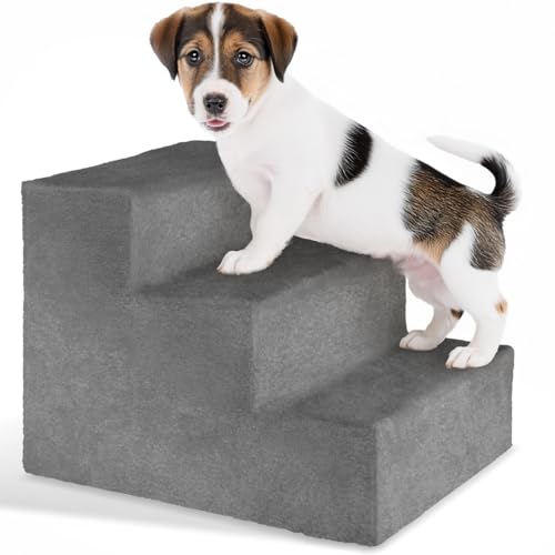 tectake® Hundetreppe oder Katzentreppe, Haustiertreppe, Einstiegshilfe mit waschbarem Bezug, extra Flache Treppenstufen, Tiertreppe für Sofa, Bett...