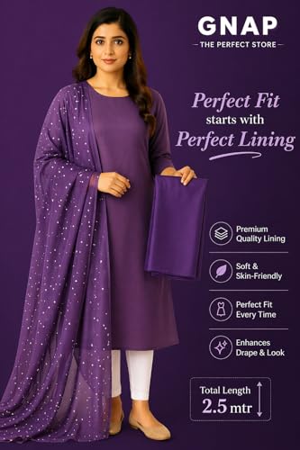 Image of Cotton Lining Cloth 2.5 Meter | for Kurta | Womens Dresses| Lining Materials | Stiching Material (Purple)