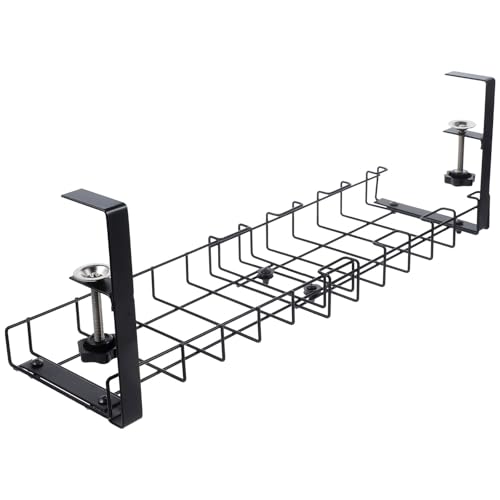 Organizador de cables ajustable para debajo del escritorio Outanaya, bandeja para gestión de cables y almacenamiento para oficina y hogar, caja negra para organizar cables de escritorio miniatura 1