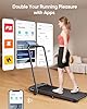 Folding treadmill with 9% Incline, 4 in 1 Treadmills for Home & Office, 12km/h Portable Compact Treadmills, 2.5HP Under Desk Treadmill, Mute Magnetic Remote, App & LED Display, No Assembly (Red)