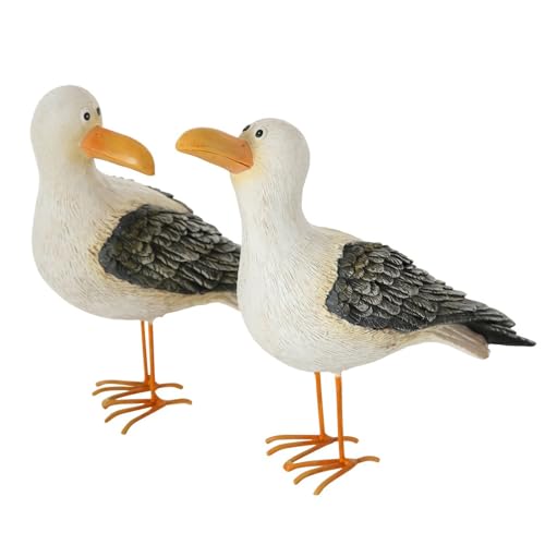 ReWu Deko Figuren Möwe im 2er Set Maritime Kunstharz Figur...