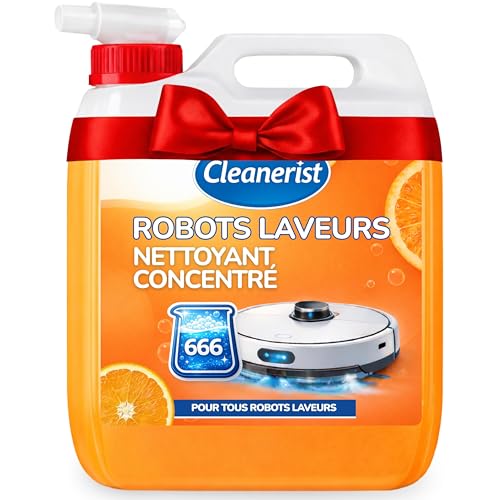 Cleanerist | Nettoyant Concentré pour Robots Laveurs 10L – Parfum Orange [666 Doses] – 15 ml pour 300 ml d'eau – Nettoyant Sols Universel Tous Modèles – Bec Verseur Inclus – Propreté sans traces
