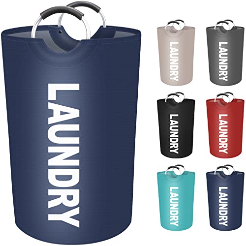 EpicTotes Cesta grande para la ropa sucia de 115 L, cesta de lavandería impermeable independiente, cesta plegable para ropa alta, fácil de transportar con asas de aluminio protegidas de espuma para