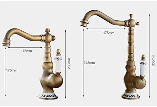 Sink for Bar Farmhouse Commercial, Kitchen 360 Swivel Retro Mixer Fash Antique Faucet, Copper Hot and Cold Basin Tap