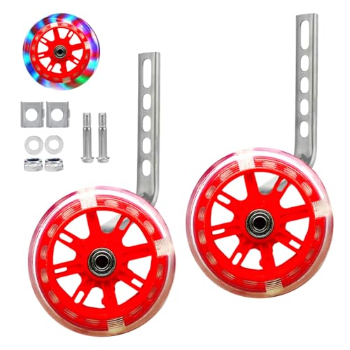 Bicycle Training Wheels for Kids Bike, Bicycle Wheels, Children's Bicycles Adjustable Stabiliser Support Wheels for 12 14 16 18 20 inch Single Speed Bicycle (Red)