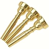 ZZRLQJ Mellophone Mouthpiece,Trumpet Mouthpiece Set, 7C 5C 3C, 3 Pack, Gold, for Beginners and Professionals
