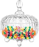 SYglass Candy Jar with Lid Crystal Glass Candy Storage Weave Design Candy Dish Bowl for Wedding Party Candy...