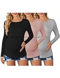 Ekouaer Juego de 3 Camisetas de Lactancia, L