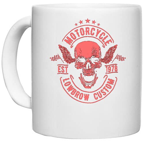 UDNAG White Ceramic Coffee/Tea Mug 'Motorcycle | Motorcycle Lowbrow Custom' Perfect for Gifting [350ml]