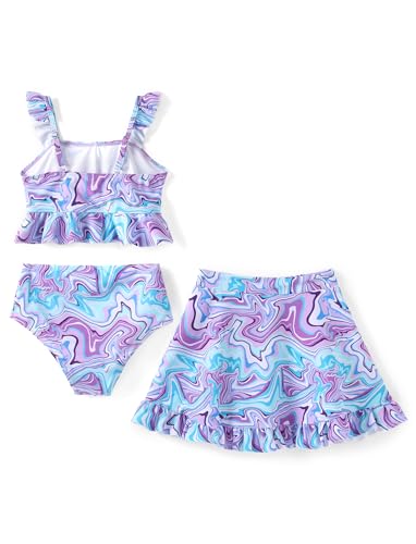PATPAT Girl's Swimsuits 3 Piece Floral Print Ruffled Bikini Sets Bathing Suit with Cover Up Beach Skirt Summer Beachwear2