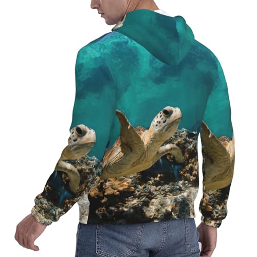 Sweat à capuche chaud imprimé tortue de mer fini les pulls d'hiver ternes