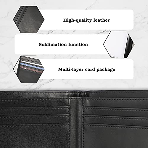 2 Pcs Sublimation Wallet Blank For Men Pu Leather Heat Transfer Diy Bank Card Holder Bifold Wallet For Back To School Gifts(Black And White, Double Side) #TOP3