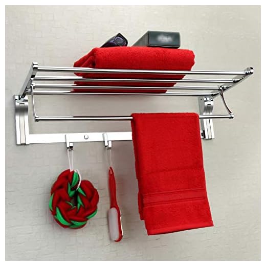 Plantex Stainless Steel High Grade Folding Towel Rack for Bathroom/Towel Stand/Hanger/Bathroom Accessories (24 Inch-Silver)