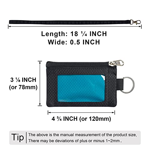Image of CHENSPRX Minimalist RFID Blocking Small Wallet with ID Window,WaterResistant Zip Id Case Wallet with Lanyard Keychain for Cards,Cash,Travel,Women,Men