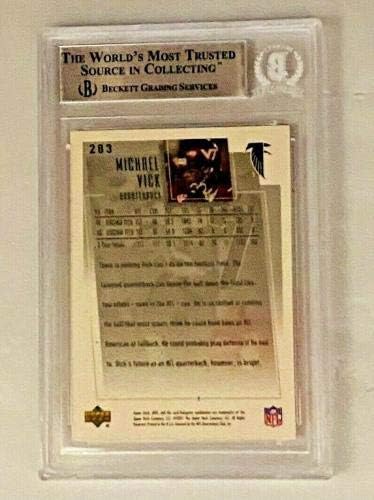 Miniatura 2 de Michael Vick Signed 2001 Upper Deck MVP #283 Rookie Card Beckett Auto Slab - Football Slabbed Autographed Rookie Cards