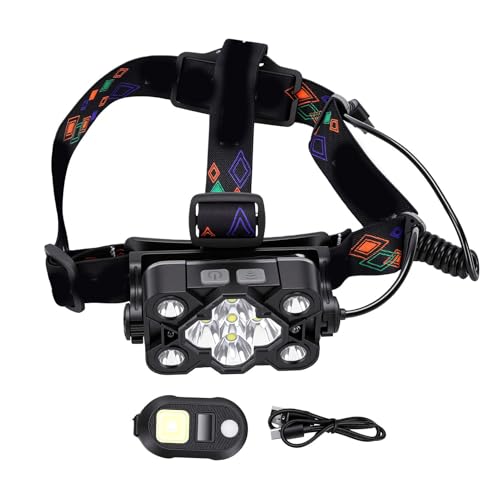 Aramox Lampe Frontale Lumineuse, Lampe Frontale LED 2500 Lm Rechargeable 14 Modes avec Capteur de Mouvement et Affichage Numérique IPX4 étanche avec Batterie 2000 MAh US