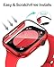 Smiling 2 Pack Case Compatible with Apple Watch Series 9/8/7 45mm with Tempered Glass Screen Protector, Hard PC Case Overall Protective Cover- 1 Red + 1 Transparent