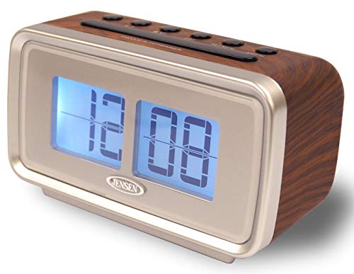 Spectra Mechandising JCR-232 3.2" X 5.5" X 2.6" Silver & Faux Wood Retro Dual Alarm Clock