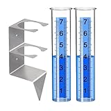 Rain Gauge,Rain Gauges Outdoors Best Rated with Stainless Steel Mounting Rack Holder,Freeze Proof Plastic Replacement Tube,Large Numbers,Rain Measure Gauge for Yard Garden Fence Lawn Patio Farm (7")