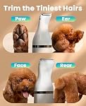 oneisall Dog Clippers with Double Blades,Cordless Small Pet Hair Grooming Trimmer,Low Noise for Trimming Dog's Hair Around Paws, Eyes, Ears, Face, Rump (White)