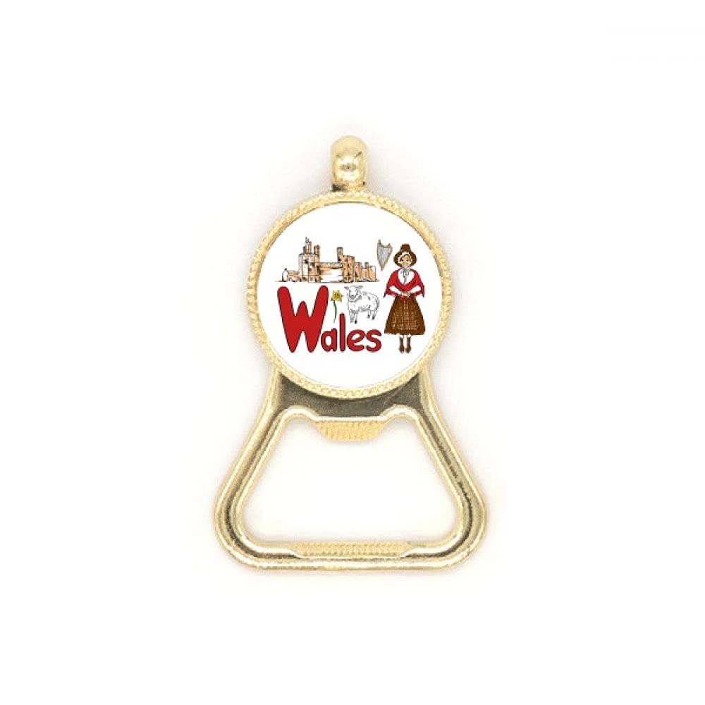Porte-clés décapsuleur acier inoxydable symbole national Pays de Galles
