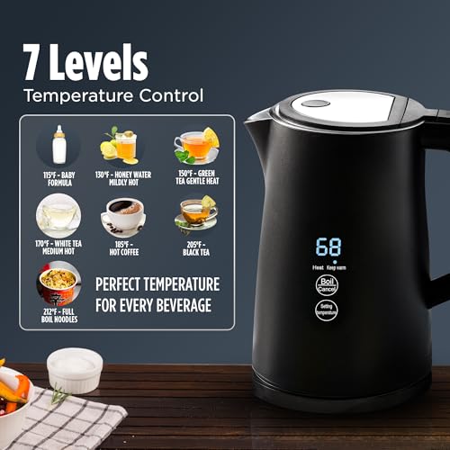 Image of Warmex 1.7 Ltr Premium Double Wall Electric Digital Kettle for Hot Water 1500 Watts | Touch Sensitive Panel | Cool Touch Feature | Auto Shut-off with 1 Year Warranty