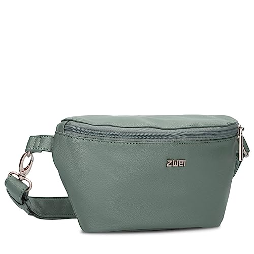 Zwei Damen Hip Bag Mademoiselle.M MH4 Bauchtasche 25 cm 1 Liter aus hochwertigem Kunstleder, Crossbody Bag wasserabweisend, 3-in-1 Bequeme Brusttasche, Gürteltasche & Hüfttasche (Eucalyptus)