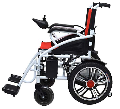Durable Folding Power Transport Electric Wheelchair Foldable Mobility Chair Portable Automated Motorized Wheelchair (Red-White) #TOP1