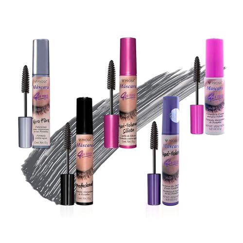 Prosa Mascara Professional Collection for Amplified Volume Complete Lash Length Deep Ebony Shade and Enduring All-Day Glamour Pack of 5