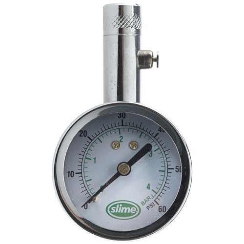 Image of Slime 20049 Tire Pressure Gauge, Large Face Dial Analogue Gauge, 5-60 PSI