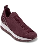 DKNY Women's Abbi Knit Slip On Sneaker with Logo, Burgundy, 7.5